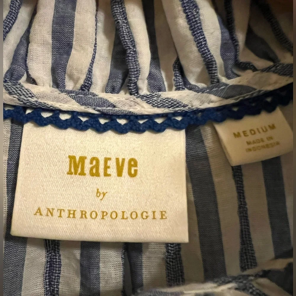 Anthropologie Maeve Striped Ruffle Tunic size M - Picture 7 of 7